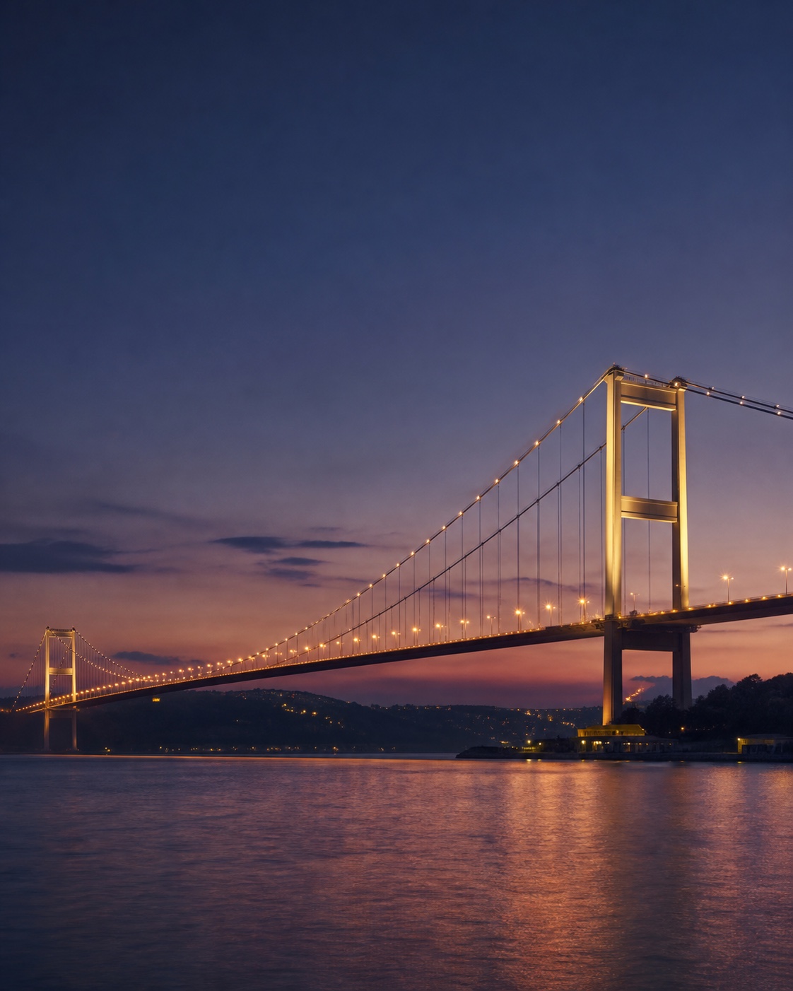 The Bosphorus suspension bridge at dusk